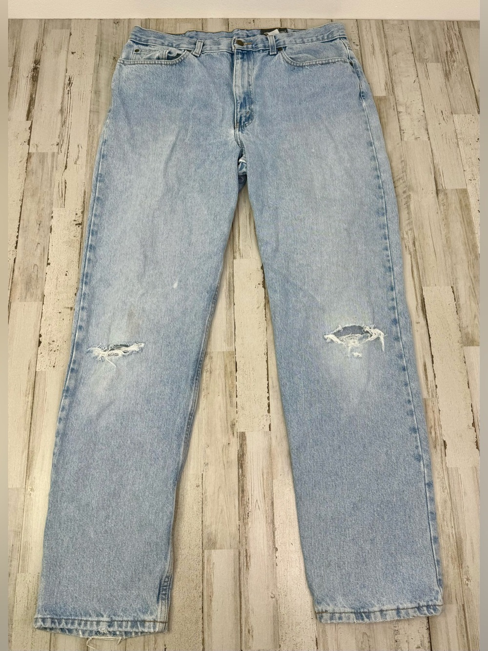 Vintage Eddie Bauer Jeans Mens 38x34 Straight Fit Y2K Light Wash Blue Denim
